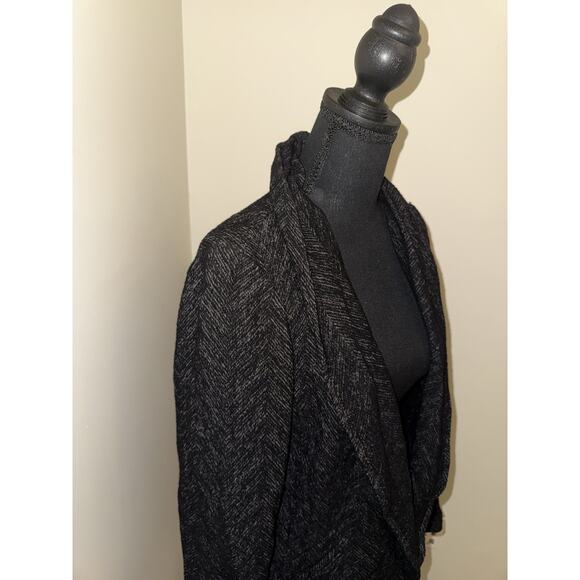 EILEEN FISHER Black & Grey Herringbone Wool Blend Blazer Cardigan Jacket Small - Picture 3 of 6